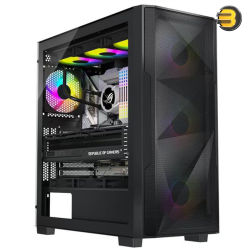 Xander Velox Flow WCE0917 Mid Tower PC Case – Mesh Front, 4× ARGB Fans, 750W PSU