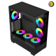 Xander Gaming Jupiter II Black E-ATX PC case bundle with front and side tempered glass, 6 pre-installed ARGB fans, ARGB hub, and included 850W PSU
