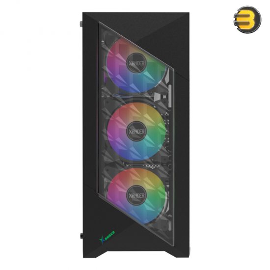 Xander Velox Plus WCE0504 mid tower PC case with high-airflow front mesh panel, left side tempered glass, 4 pre-installed ARGB fans and included 600W 80 Plus White PSU