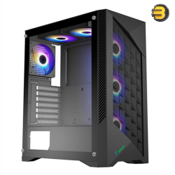 Xander Velox Plus WCE0504 Mid Tower PC Case – Mesh Front, 4× ARGB Fans, 600W PSU
