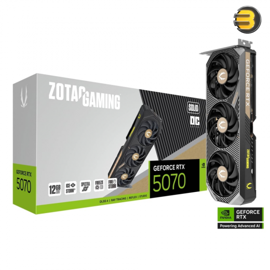 ZOTAC GAMING RTX 5070 SOLID OC – 12GB GDDR7 & 6144 CUDA Cores