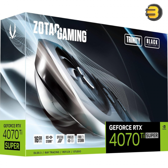 ZOTAC Gaming GeForce RTX 4070 Ti Super Trinity Black Edition DLSS 3 16GB GDDR6X 256-bit 21 Gbps PCIE 4.0 Gaming Graphics Card, IceStorm 2.0 Advanced Cooling, Spectra RGB Lighting
