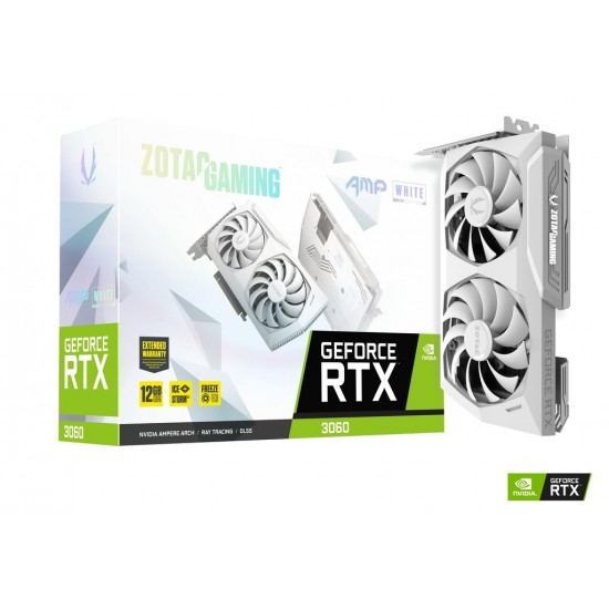 ZOTAC Gaming GEFORCE RTX 3060 AMP White Edition 12GB GDDR6, 192 bit, 1837/15000, HDCP, Three DP, HDMI, Premium Pack