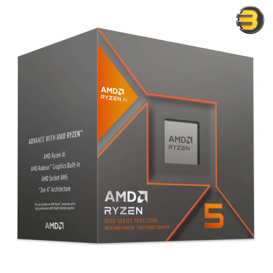 AMD Ryzen 5 8600G 4.3GHz AM5 Desktop Processor, 6 Cores & 12 Threads, 5GHz Max Boost Clock, 6MB L2 & 16MB L3 Cache, AMD Radeon 760M, Dual CH DDR5-5200 Slots 256 GB Max Memory | 100-100001237BOX