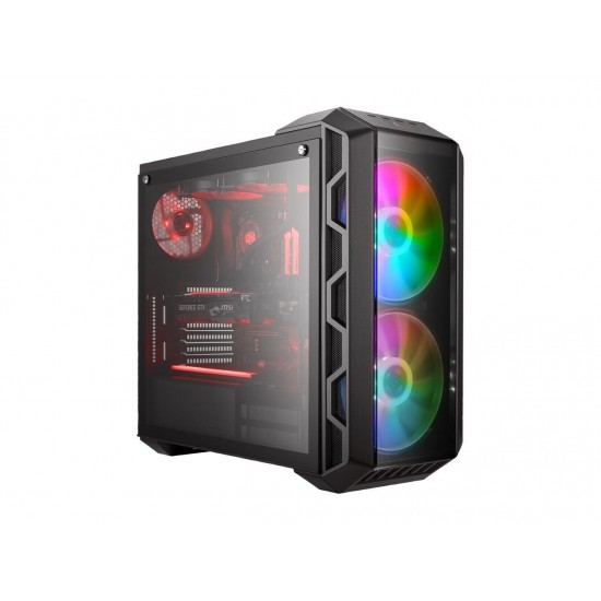 Cooler Master MasterCase H500 ARGB Airflow ATX Mid-Tower with Mesh & Transparent Front Panel Option, 2 x 200mm ARGB Fans, and a Tempered Glass Side Panel, MCM-H500-IGNN-S01