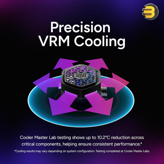 Cooler Master MasterLiquid Atmos II 360 VRM Fan Black Cooler Master MasterLiquid Atmos II 360 VRM Fan – ARGB Liquid CPU Cooler