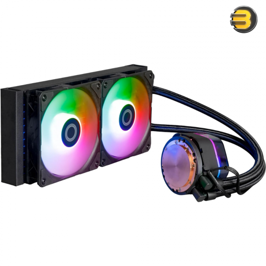 Cooler Master MasterLiquid Atmos 240 Black CPU Liquid Cooler - AIO Water Cooling System, Dual Chamber Pump, Pre-Installed Sickleflow 120 Edge Fans, Addressable Gen 2 RGB, LGA1700 & AM5 Brackets