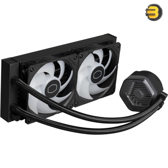 Cooler Master MasterLiquid Atmos 240 Black CPU Liquid Cooler - AIO Water Cooling System, Dual Chamber Pump, Pre-Installed Sickleflow 120 Edge Fans, Addressable Gen 2 RGB, LGA1700 & AM5 Brackets