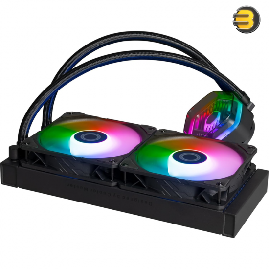 Cooler Master MasterLiquid Atmos 240 Black CPU Liquid Cooler - AIO Water Cooling System, Dual Chamber Pump, Pre-Installed Sickleflow 120 Edge Fans, Addressable Gen 2 RGB, LGA1700 & AM5 Brackets