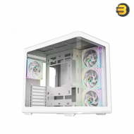 Cooler Master Elite 600 ARGB ATX Mid-Tower Case – White, Tempered Glass Side Panel, 4x Pre-installed ARGB Fan, High Airflow Design