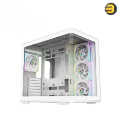 Cooler Master Elite 600 ARGB ATX Mid-Tower Case – White, Tempered Glass Side Panel, 4x Pre-installed ARGB Fan, High Airflow Design