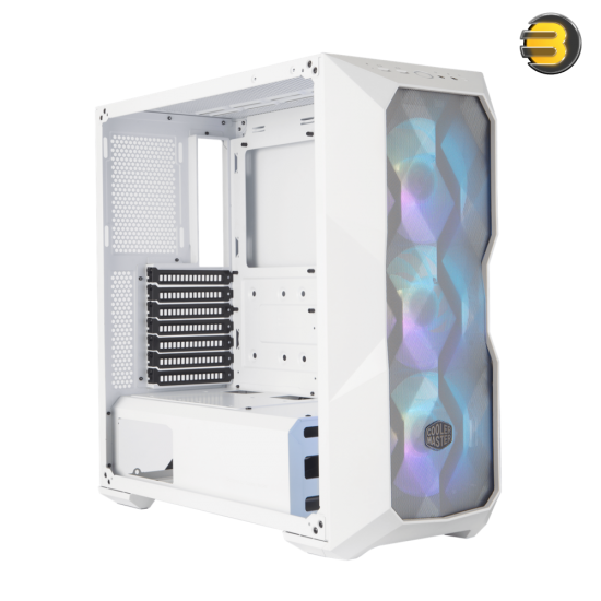 Cooler Master MasterBox TD500 Mesh White Airflow ATX Mid-Tower with Polygonal Mesh Front Panel, Crystalline Tempered Glass, E-ATX Up to 10.5, Three 120mm ARGB Fans & ARGB Lighting System