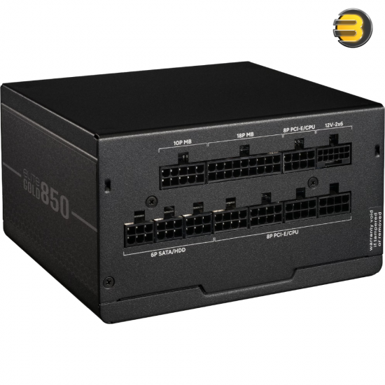Cooler Master Elite Gold 850 850W Fully Modular PSU Cooler Master Elite Gold 850 850W 80 PLUS Gold fully modular power supply with ATX 12V Ver. 3.1, native 12VHPWR PCIe 5.1 connector and compact 140mm depth
