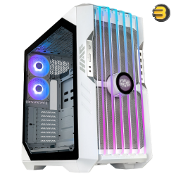 Cooler Master HAF 700 EVO White Full Tower Case – The Ultimate HAF Legacy with Edge-Lit Intake Blades, Dual 200mm SickleFlo Fans, Mammoth Radiator, IRIS LCD Assistant, USB 3.2 Gen 2 Type-C, and Real-Time Stats Monitoring
