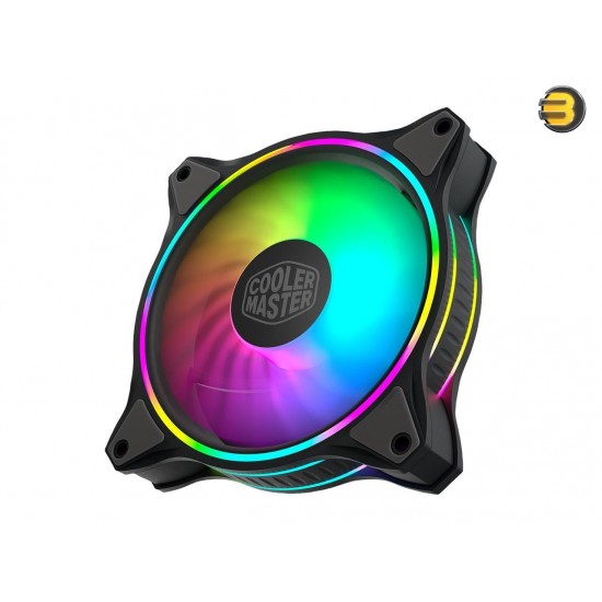 Cooler Master MasterFan MF120 Halo Duo-Ring Addressable RGB Lighting 120mm 3 Pack w/ 24 Independently-Controlled LEDS, Absorbing Rubber Pads, PWM Static Pressure for Computer Case & Liquid Radiator