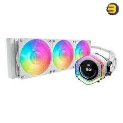 COOLER MASTER MasterLiquid 360 ION White – Liquid CPU Cooler with 2.1-inch LCD Display, Gen X Dual Chamber Pump, ARGB Halo Lighting, and MasterCtrl Customization for Premium Cooling Performance