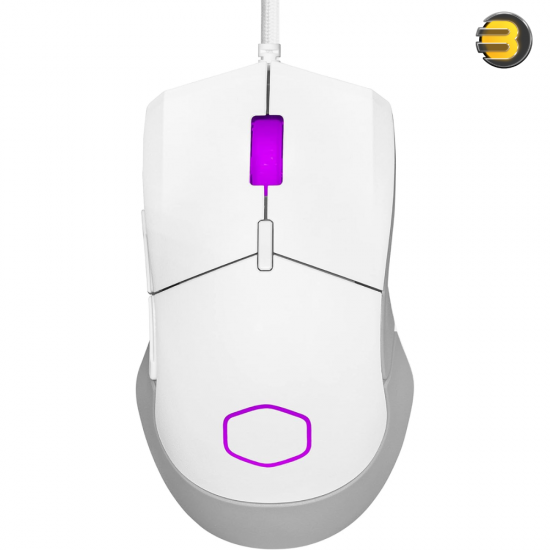 Cooler Master MM310 Wire Gaming Mouse White — Adjustable 12,000 DPI, Palm,Claw Grip, PixArt Optical Sensor, Ultraweave Cable, PTFE Feet, RGB Lighting