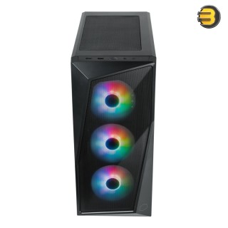 Cooler Master CMP 520 - 4X 120mm ARGB Fans, Mesh Geode Front Panel, Versatile Cooling Options, Full Black Coating & PSU Cover, Breathable Power Supply Shroud