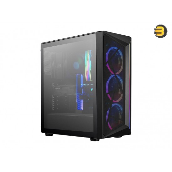 Cooler Master CMP 510 ATX Mid-Tower with Mesh Intakes, ARGB Edge Strip, Tempered Glass Side Panel, Triple 120mm ARGB Lighting Fans