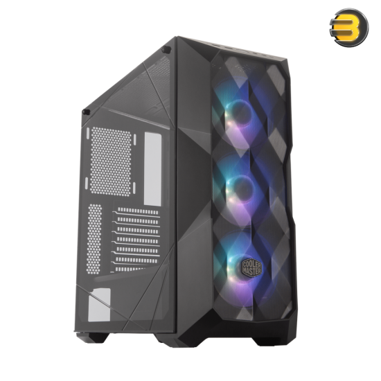 Cooler Master MasterBox TD500 Mesh Black Airflow ATX Mid-Tower with Polygonal Mesh Front Panel, Crystalline Tempered Glass, E-ATX Up to 10.5, Three 120mm ARGB Fans & ARGB Lighting System
