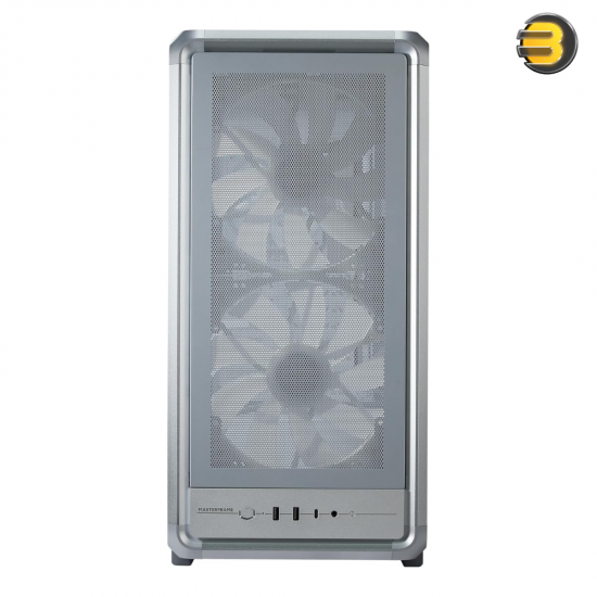 Cooler Master MasterFrame 500 Mesh Mid-Tower PC Case Silver Cooler Master MasterFrame 500 Mesh mid-tower PC case in silver with mesh front panel, tempered glass side, dual 200mm ARGB fans and USB Type-C I/O
