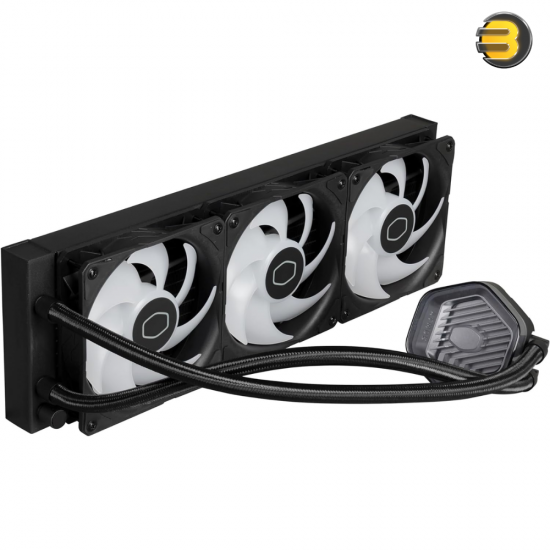 Cooler Master MasterLiquid Atmos 360 Black CPU Liquid Cooler - AIO Water Cooling System, Dual Chamber Pump, Pre-Installed Sickleflow 120 Edge Fans, Addressable Gen 2 RGB, LGA1700 & AM5 Brackets