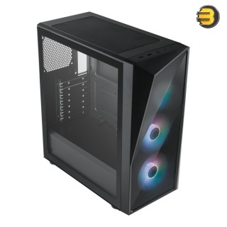 Cooler Master CMP 520 - 4X 120mm ARGB Fans, Mesh Geode Front Panel, Versatile Cooling Options, Full Black Coating & PSU Cover, Breathable Power Supply Shroud