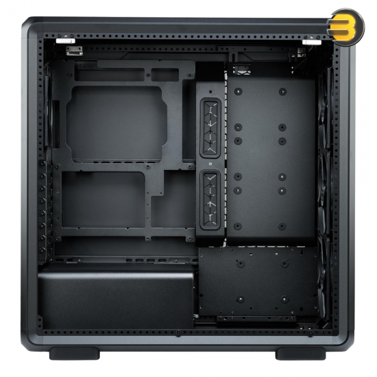Cooler Master MasterFrame 600 ATX Mid-Tower PC Case Black Cooler Master MasterFrame 600 ATX mid-tower PC case in black with premium aluminum modular chassis, 4x high airflow PWM fans and tempered glass panel