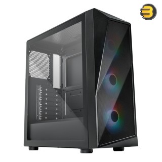 Cooler Master CMP 520 - 4X 120mm ARGB Fans, Mesh Geode Front Panel, Versatile Cooling Options, Full Black Coating & PSU Cover, Breathable Power Supply Shroud
