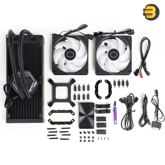 Cooler Master MasterLiquid Atmos 240 Black CPU Liquid Cooler - AIO Water Cooling System, Dual Chamber Pump, Pre-Installed Sickleflow 120 Edge Fans, Addressable Gen 2 RGB, LGA1700 & AM5 Brackets