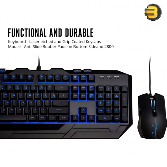 Cooler Master Devastator 3 Plus Gaming Keyboard & Mouse Combo — 7 Color LED Backlit Mem Keyboard, Dedicated Multimedia Keys, Wrist Rest, MM110 Gaming Mouse