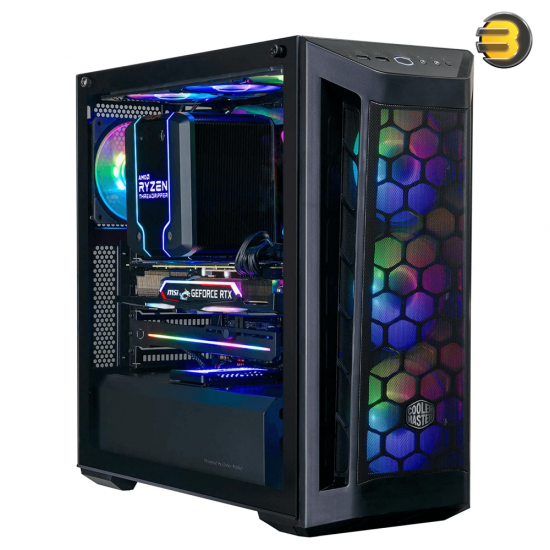 Cooler Master MasterBox MB511 ARGB ATX Mid-Tower with Three 120mm ARGB Fans, Fine Mesh Front Panel, Mesh Side Intakes, Tempered Glass & ARGB Lighting System