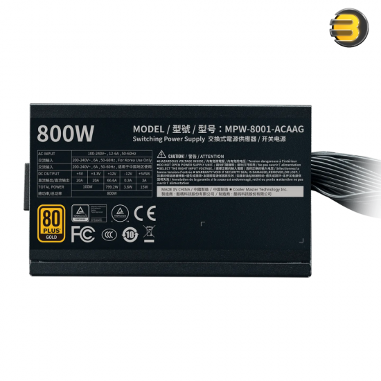 Cooler Master G800 Gold - 800W 80 Plus Gold Certified Power Supply, Intel ATX 12V 2.52, 120mm HDB Fan, 2 EPS Connectors