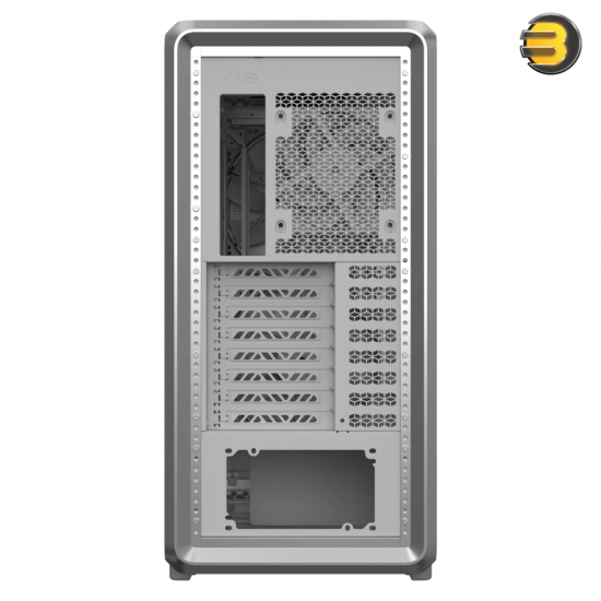 Cooler Master MasterFrame 600 Mesh Mid-Tower PC Case Silver Cooler Master MasterFrame 600 Mesh mid-tower PC case in Silver with FreeForm 2.0 exo-structure, tempered glass/aluminum interchangeable panels, 200mm ARGB fans and USB Type-C I/O