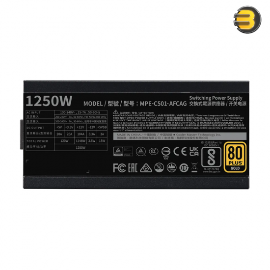 Cooler Master MWE Gold 1250 V2 ATX 3.0 — 1250W - 80+ Gold - Japanese capacitors - Fully Modular