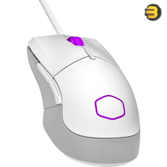 Cooler Master MM310 Wire Gaming Mouse White — Adjustable 12,000 DPI, Palm,Claw Grip, PixArt Optical Sensor, Ultraweave Cable, PTFE Feet, RGB Lighting