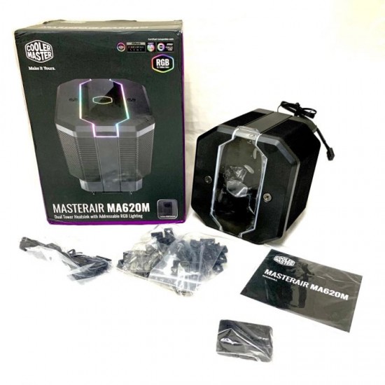 Cooler Master MasterAir MA620M Dual Tower ARGB High Performance CPU Air Cooler, 6 CDC 2.0 Heatpipes, SF120R Fan, Hexagon Strip Addressable RGB Lighting for AMD Ryzen/Intel LGA1200/1151