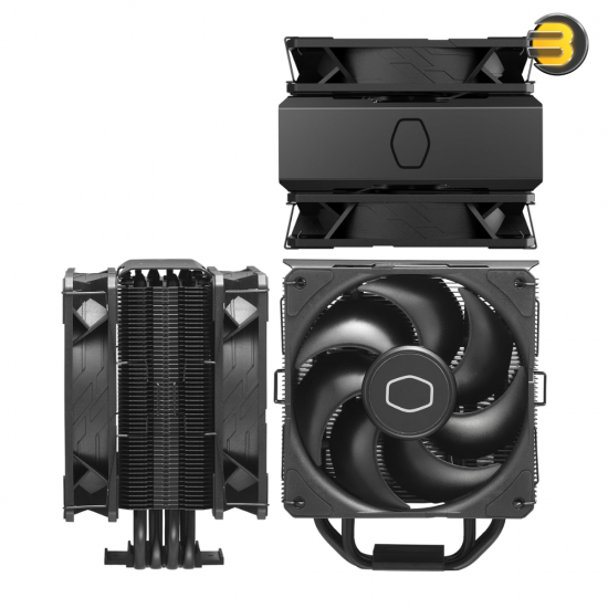 Cooler Master Hyper 212 Black X Duo CPU Air Cooler (Model: RR-S4KK-25DN-R1) — Dual 120mm SickleFlow 120 Edge fans, 4 heat pipes, 152mm height, 125×103×152 mm, up to 70.7 CFM, 690–2500 RPM, 32.8 dB(A), includes CryoFuze paste, Intel LGA 1851/1700/1200/115x
