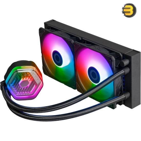 Cooler Master MasterLiquid Atmos 240 Black CPU Liquid Cooler - AIO Water Cooling System, Dual Chamber Pump, Pre-Installed Sickleflow 120 Edge Fans, Addressable Gen 2 RGB, LGA1700 & AM5 Brackets