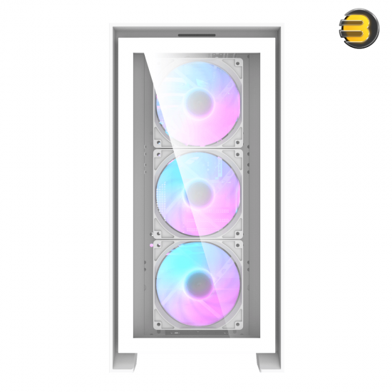 DarkFlash DRX90 Glass White ATX Mid-Tower PC Case + 4 ARGB Fans – Magnetic Interchangeable Front Panel (Glass/Mesh), 7 PCIe Slots, USB Type-C, 360mm Radiator Support