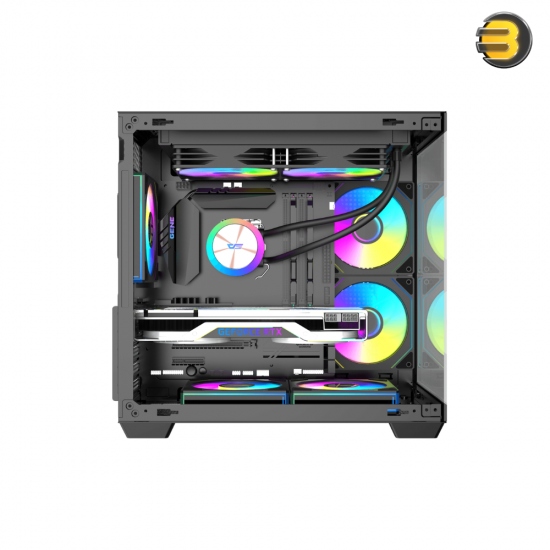 DarkFlash B275 M-ATX PC case with pillar-less dual glass panels and included 3x L17 fans