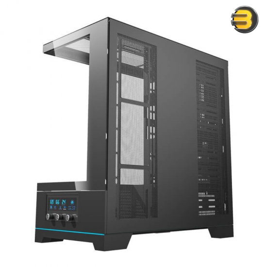 darkFlash DY451 Black ATX Mid-Tower PC Case – 0.8mm SPCC Steel, Tempered Glass, Visual Partition Cooling, Real-Time Temp Display, 23 RGB Modes, USB Type-C, 360mm Radiator Support