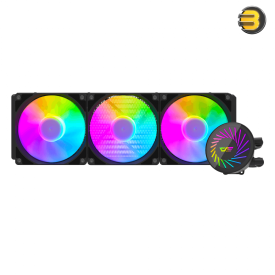 DarkFlash Radiant DCS360 360mm AIO Liquid CPU Cooler – Black, 285W TDP, 3x 120mm RGB Fans, 2700 RPM Pump, Compatible with Intel LGA 1700 & AMD AM5