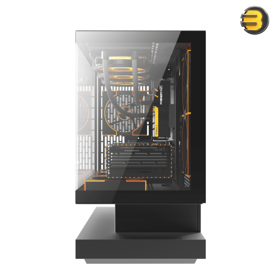 DarkFlash Floatron F1 M-ATX PC case with floating base, tool-free glass panels and 3x DM20 ARGB fans