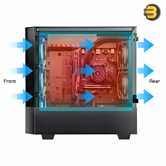 darkFlash V22 Black Mid-Tower ATX PC Case – Magnetic Swing-Open Tempered Glass Side Door, Vertical GPU Support, 360mm Radiator, ATX/M-ATX/ITX Compatible