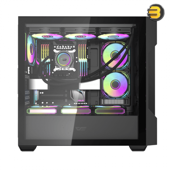 DarkFlash DS900 Mesh ATX PC case with mesh front panel, 4x DM20 ARGB fans and included 750W PSU