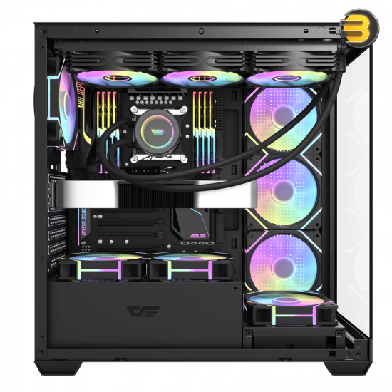 DarkFlash DS900 ATX PC Case + PSU 700W 80 PLUS BRONZE - Tempered Glass Side Panel, High Airflow Gaming Tower, Front Mesh Design, Multiple Cooling Fan Support, ATX / Micro-ATX / ITX Compatible, Sleek and Durable Chassis