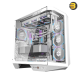 DarkFlash DY470 white ATX PC case with three transparent glass panels and included INF34 ARGB fans