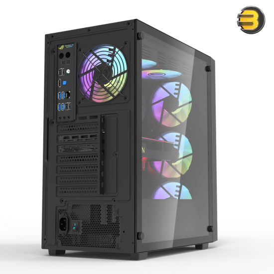 DarkFlash DK260 White Mid-Tower ATX PC Case – Air Mesh Front, 4x Pre-installed aRGB Fans, Built-in GPU Support, Tempered Glass, 360mm Radiator Support