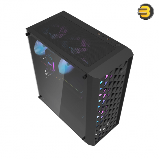 DarkFlash DK351 Black ATX Mid-Tower PC Case – Dragon Scale Esports Front Panel, 4x Pre-installed RGB Fans, Tempered Glass, 360mm Radiator Support, USB 3.0